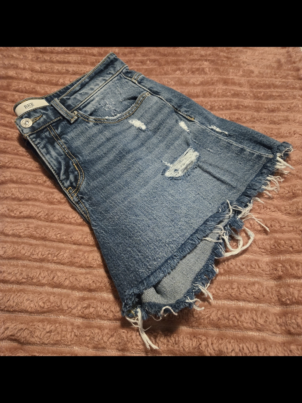 BKE Blue Denim Shorts with Contrast Stitching